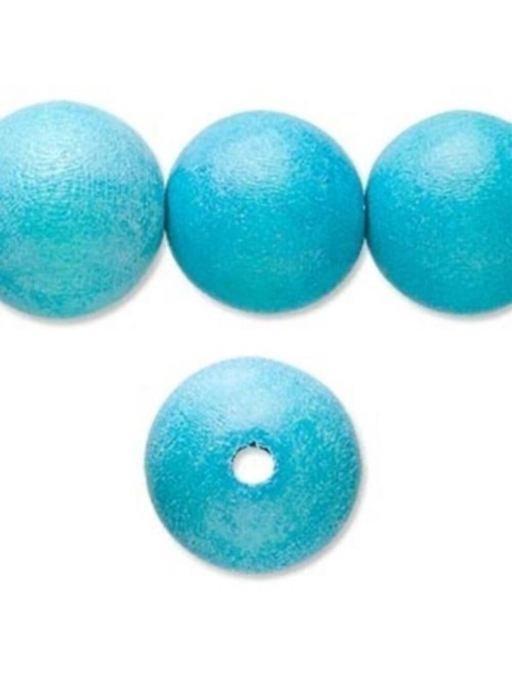 South Sea Philippines Large 20mm Wood Beads Turquoise Blue 4 pcs